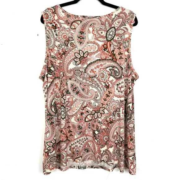 Catherines Paisley Tank Top - Pink and Black - Picture 3 of 3